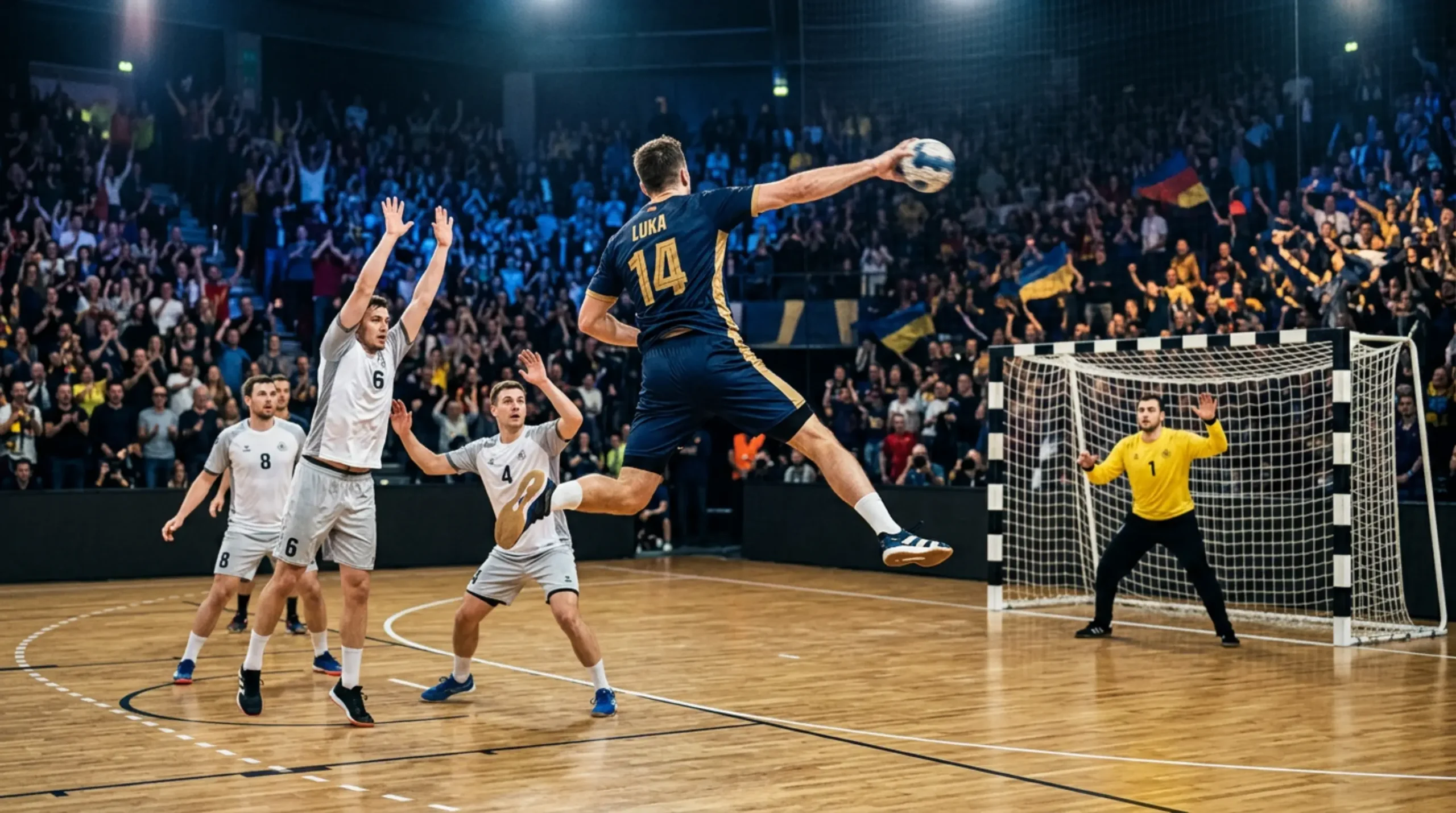 Match de handball de l'EHF Champions League dans une grande arène européenne