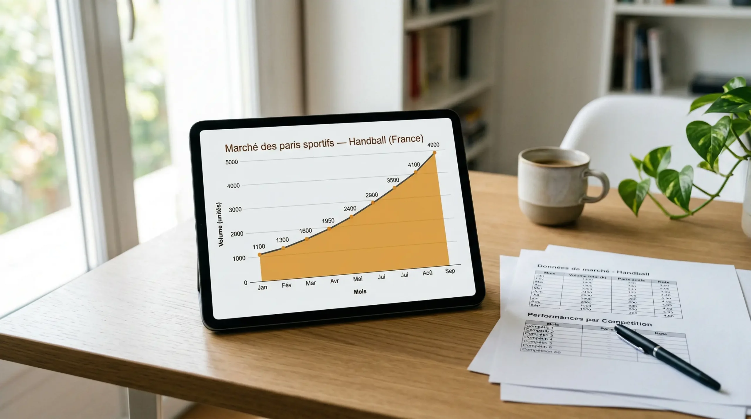 Graphique de croissance du marché des paris sportifs en France avec focus sur le handball